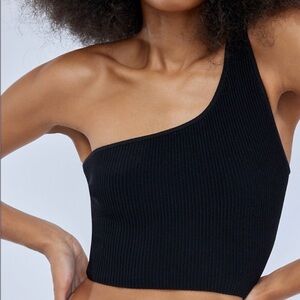 Aritzia Babaton Sculpt Knit One-Shoulder Tank in Black Size XL